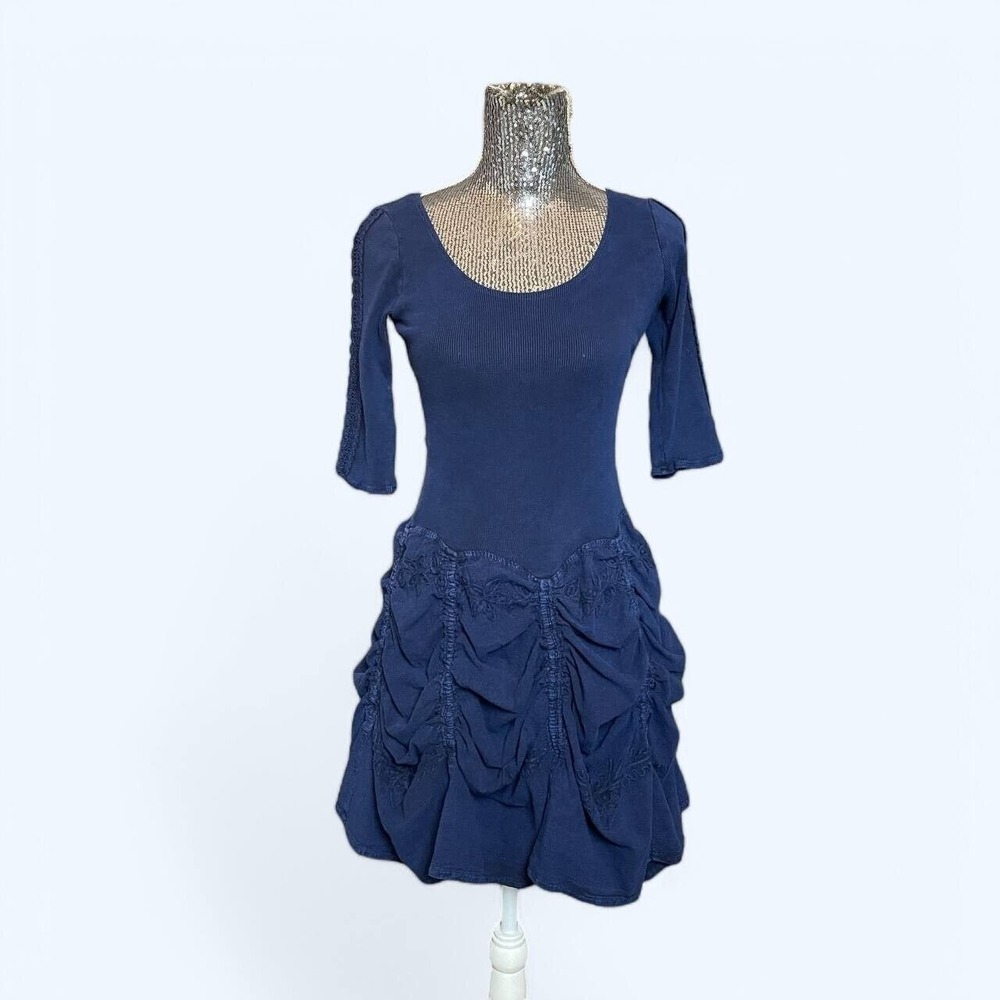 Giocam Gothic Crochet Sleeve Ruched Dress Women XS Steampunk Victorian Feminine